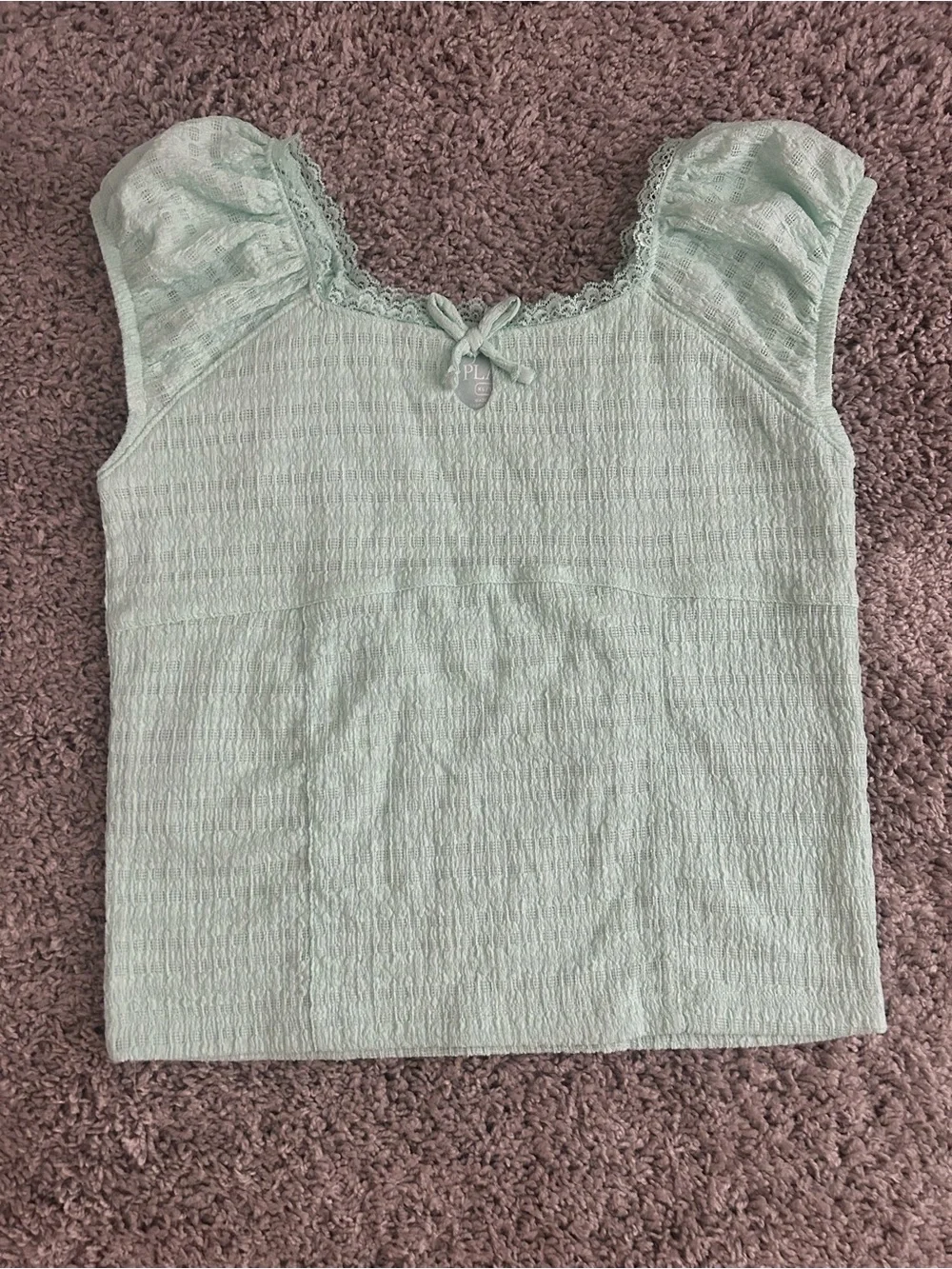 The Children's Place Mint Green Puff-Sleeve Square Neck Top